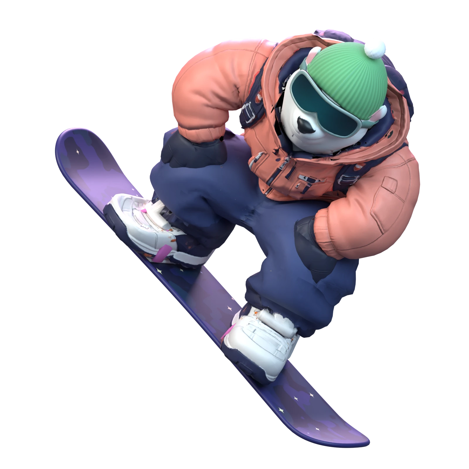 Bambou, en pleine figure freestyle, dans Zoo Peaks : Riders.